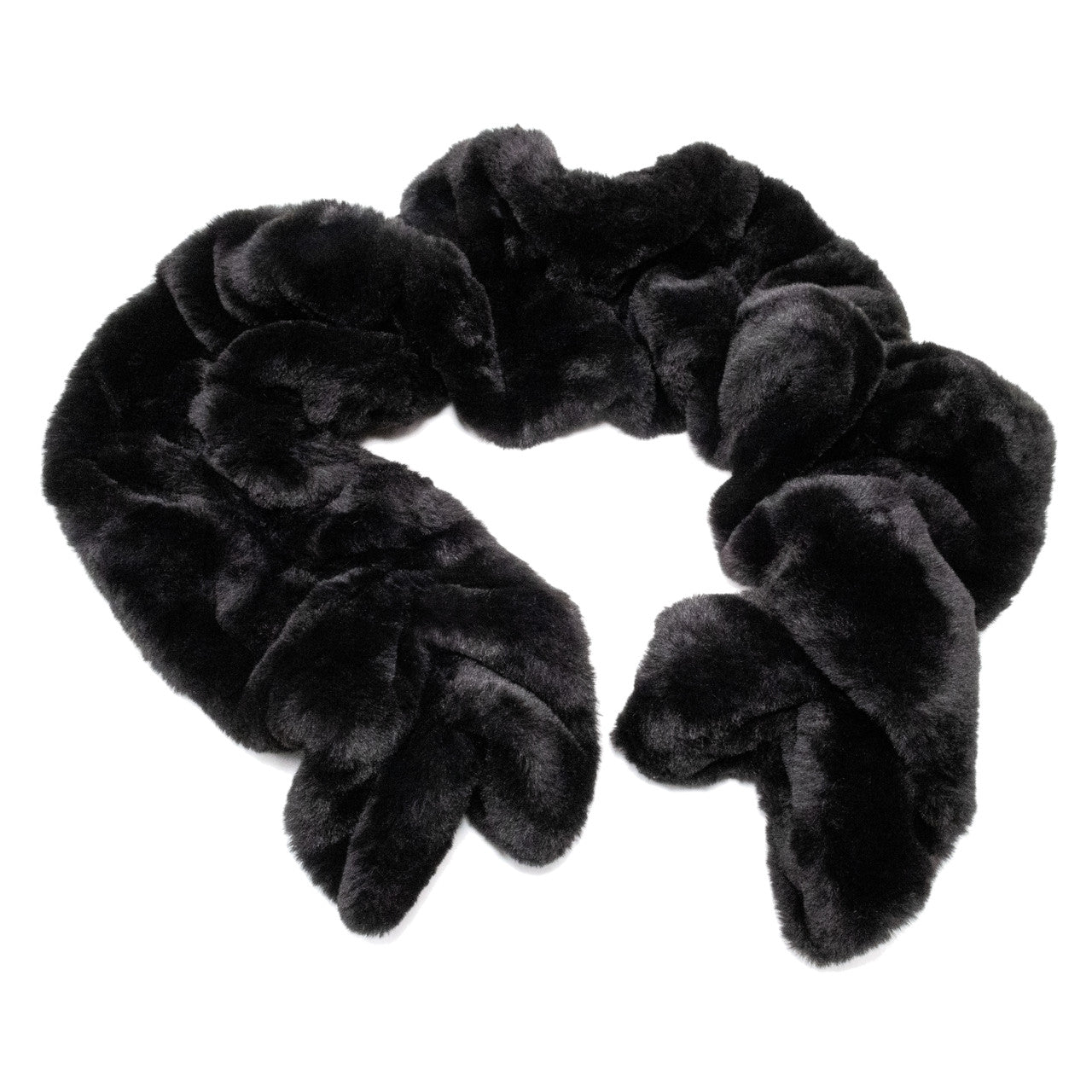 Black Faux Rex Ruffle Pull-Through Scarf