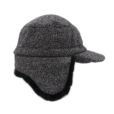 Men's Black and White Fudd Hat with Faux Fur