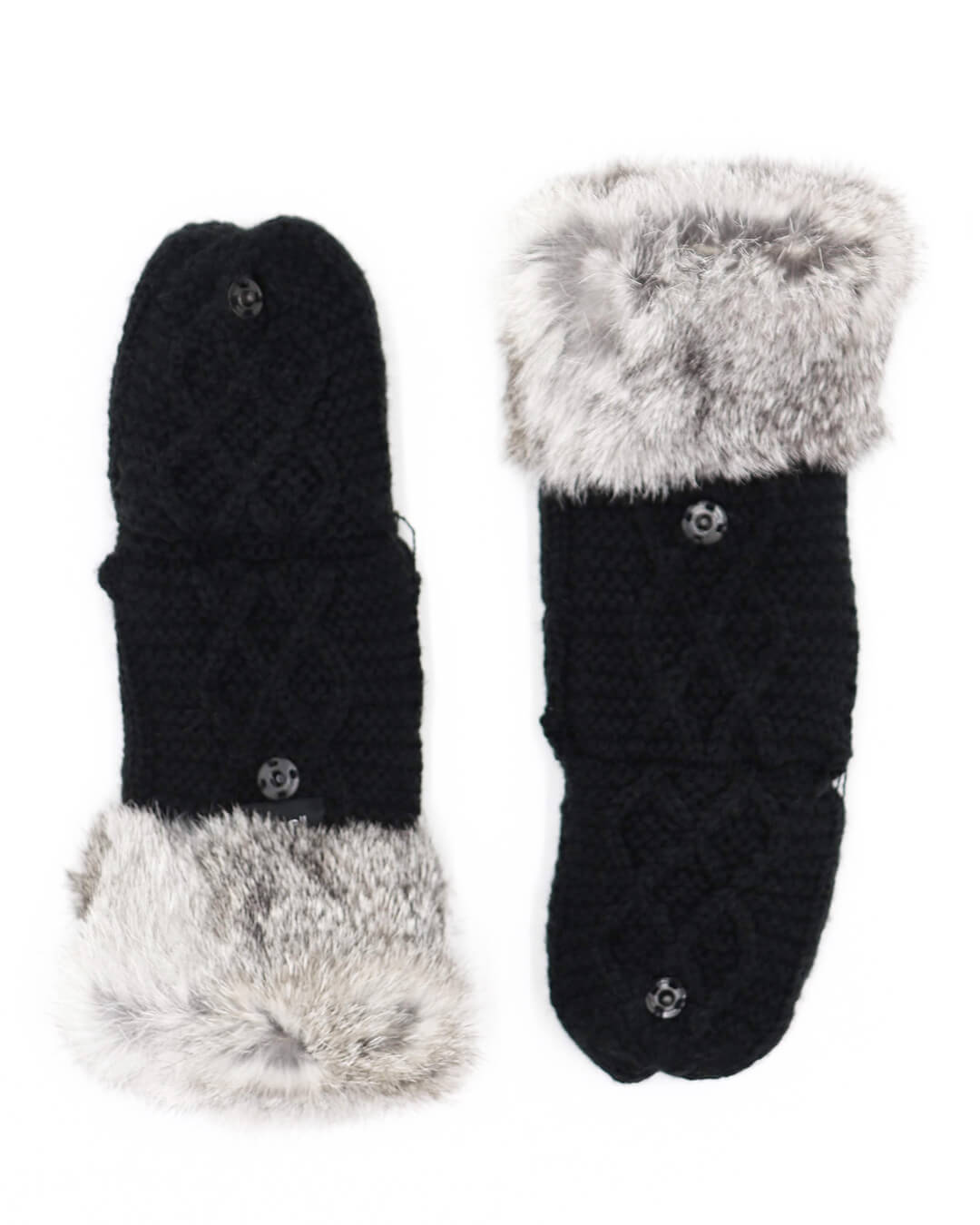 Flip Top Mittens with Rabbit Fur Cuff