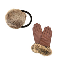 Rabbit Fur Earmuffs and Gloves Set Heather