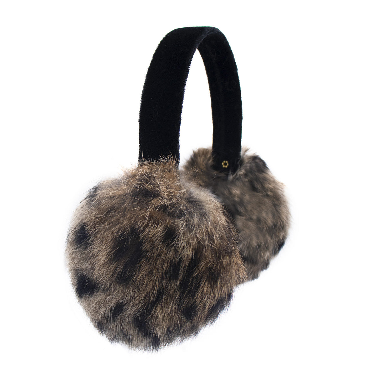 NEW Rabbit Fur retailer Earmuffs w knit headband Black Real Fur