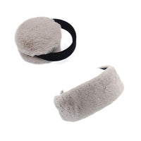 Faux Rex Earmuffs and Headband/Scarf Set Beige