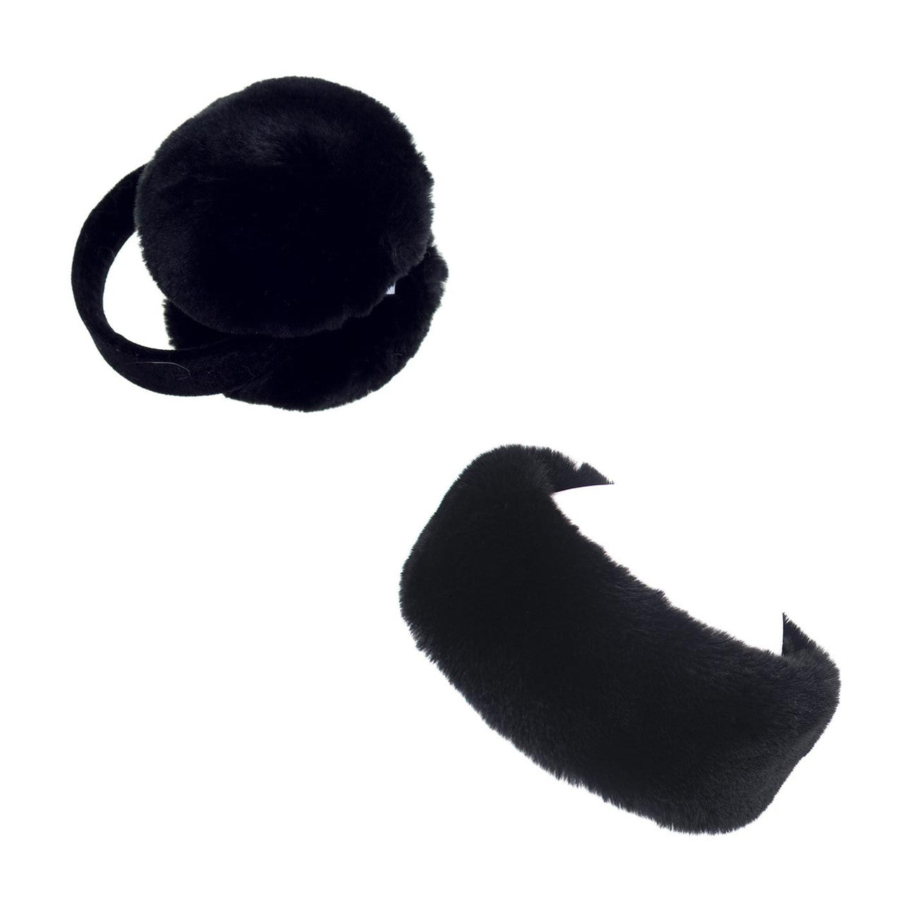 Faux Rex Earmuffs and Headband/Scarf Set Black