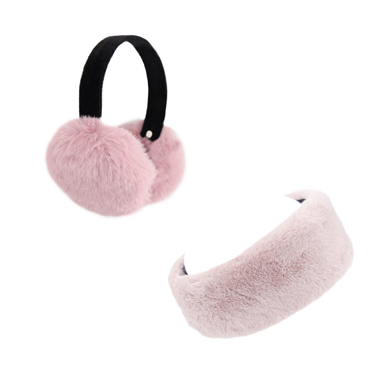 Faux Rex Earmuffs and Headband/Scarf Set Pink