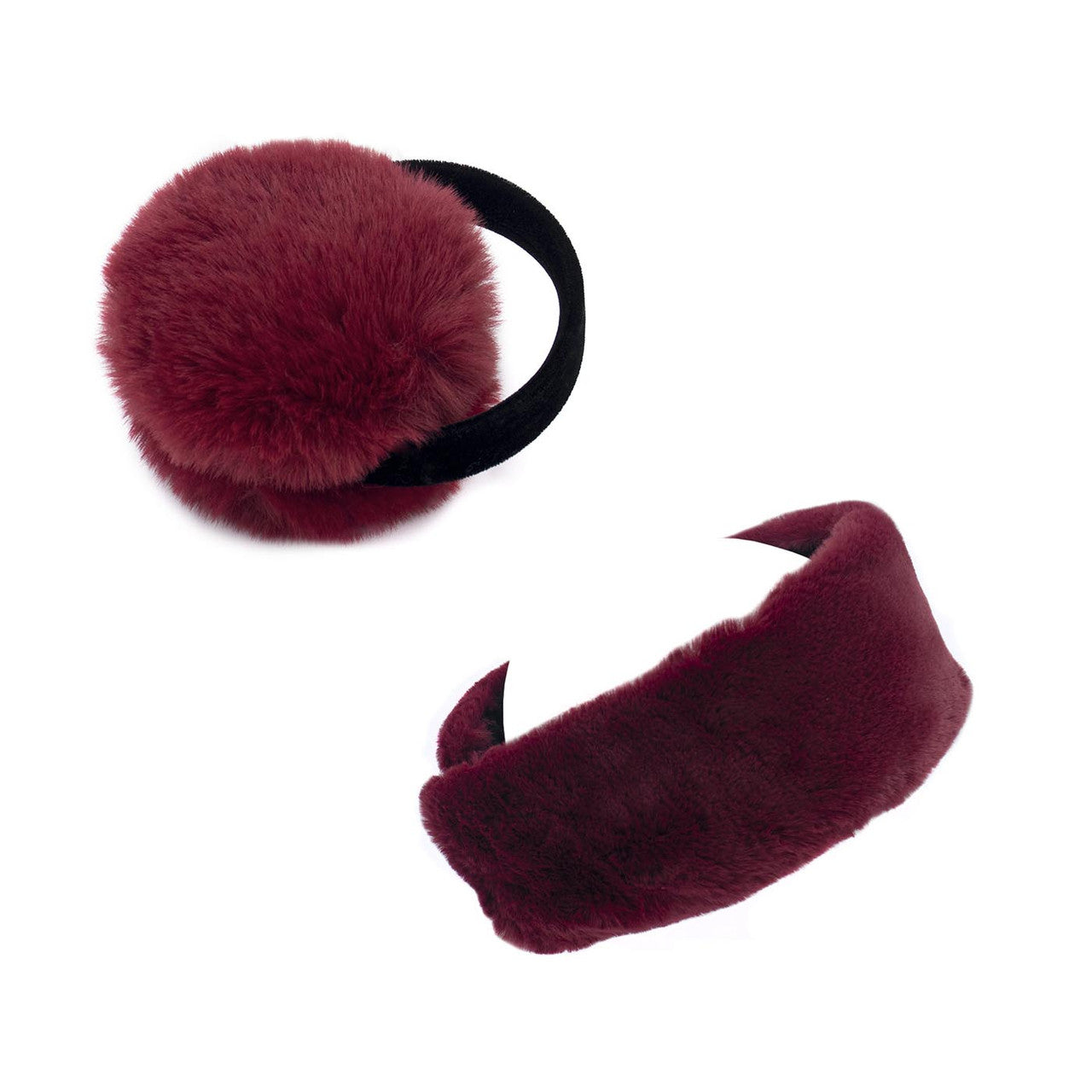 Faux Rex Earmuffs and Headband/Scarf Set Wine