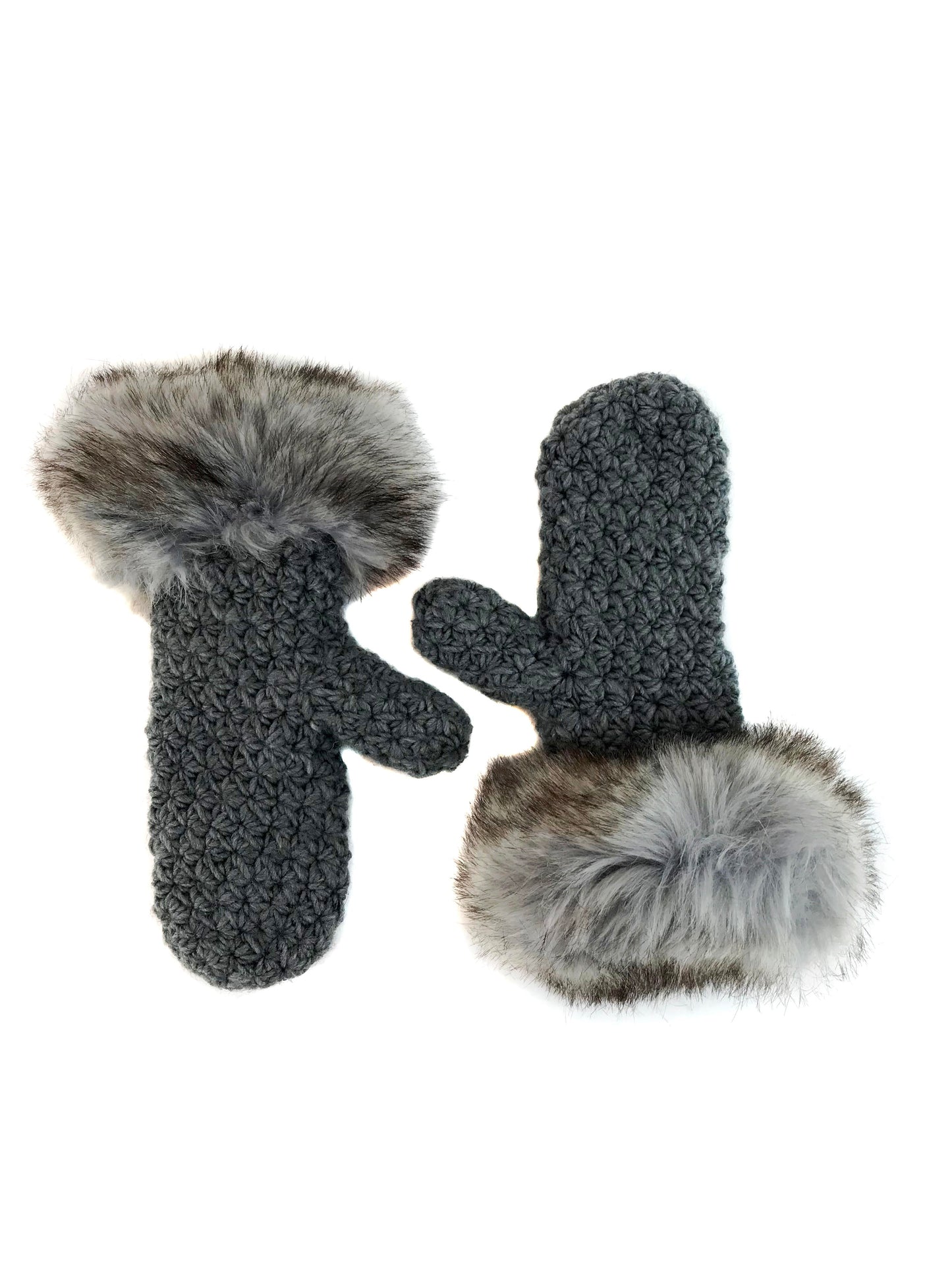 Star Knit Mitten with Faux Fox Fur Cuff