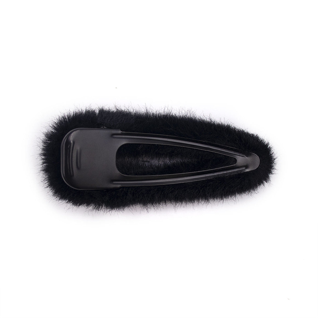 Black Faux Fur Hair Clip with Faux Pearl Bow