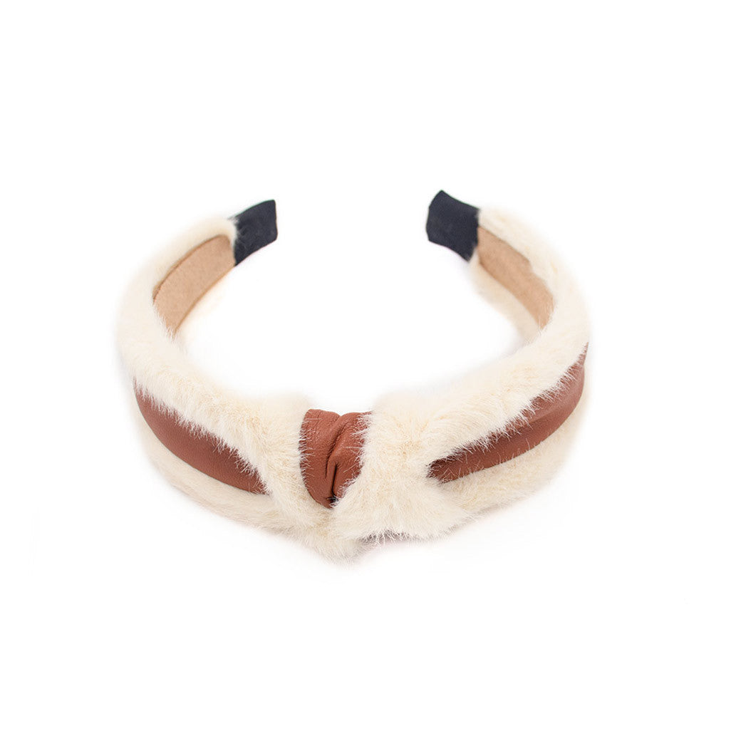 Pleather Hairband with Faux Fur