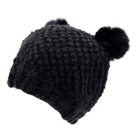 Children's Minnie Popcorn Beanie with Rabbit Fur Poms