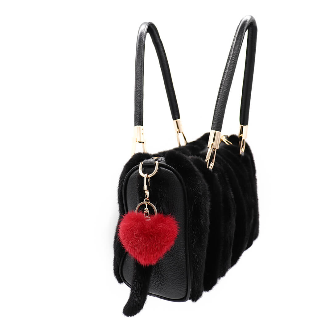 Mink Fur Heart Keychain