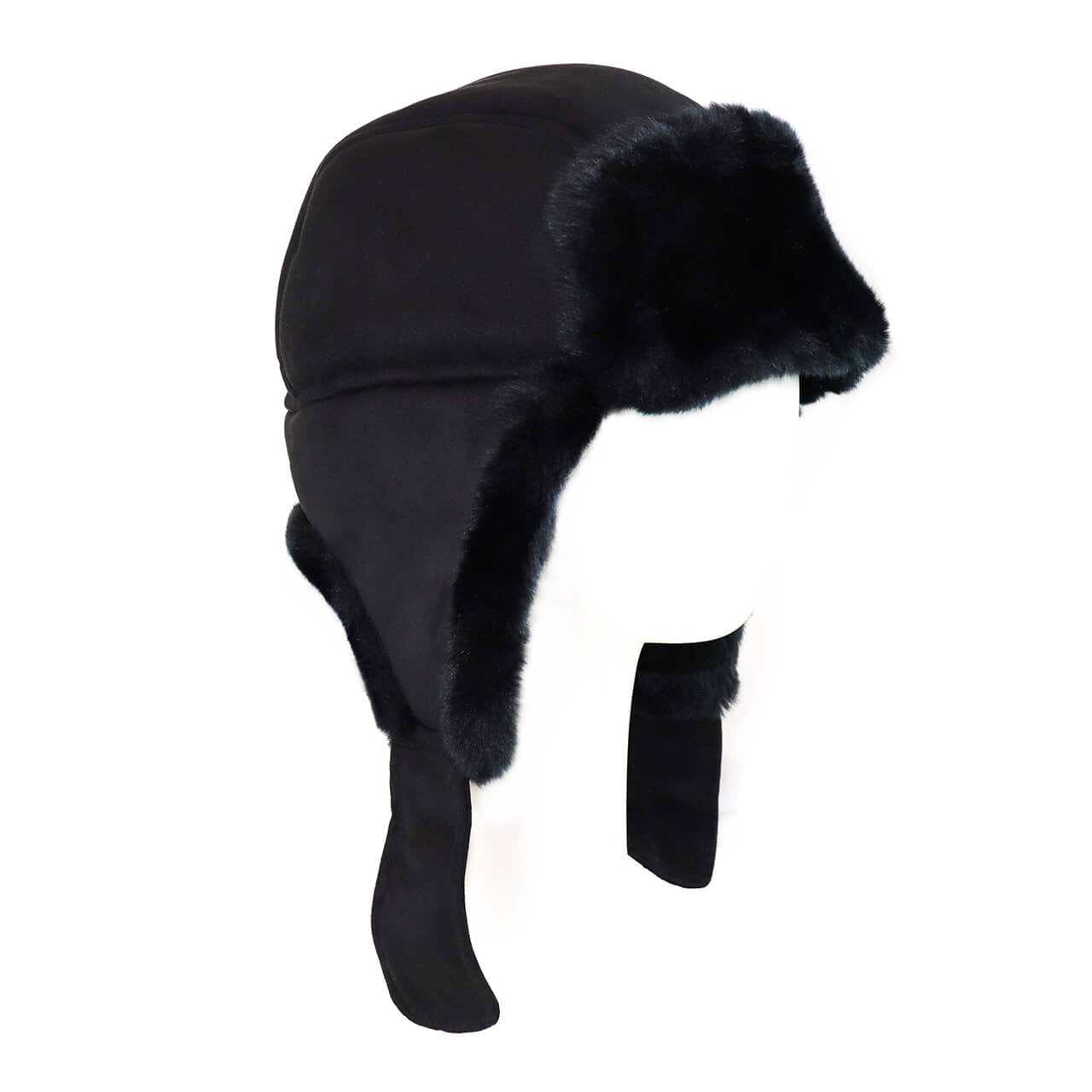 Faux Shearling Trooper Hat in Black