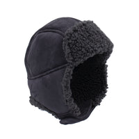 Grey Mens Faux Shearling Trooper Hat