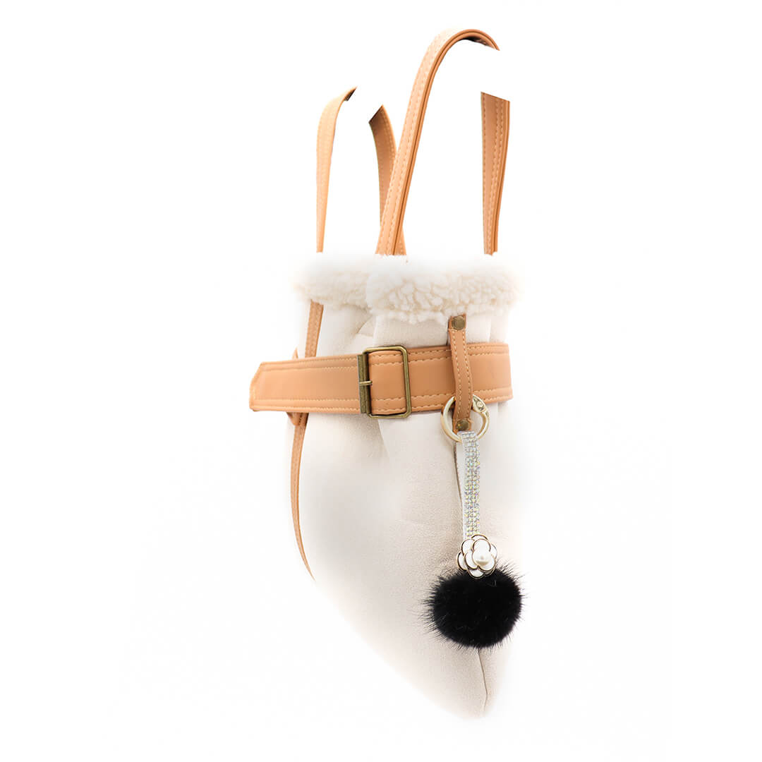 Mink Fur Pom Keychain with Bling Strap