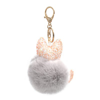 Rex Rabbit Fur Sparkly Cat Keychain