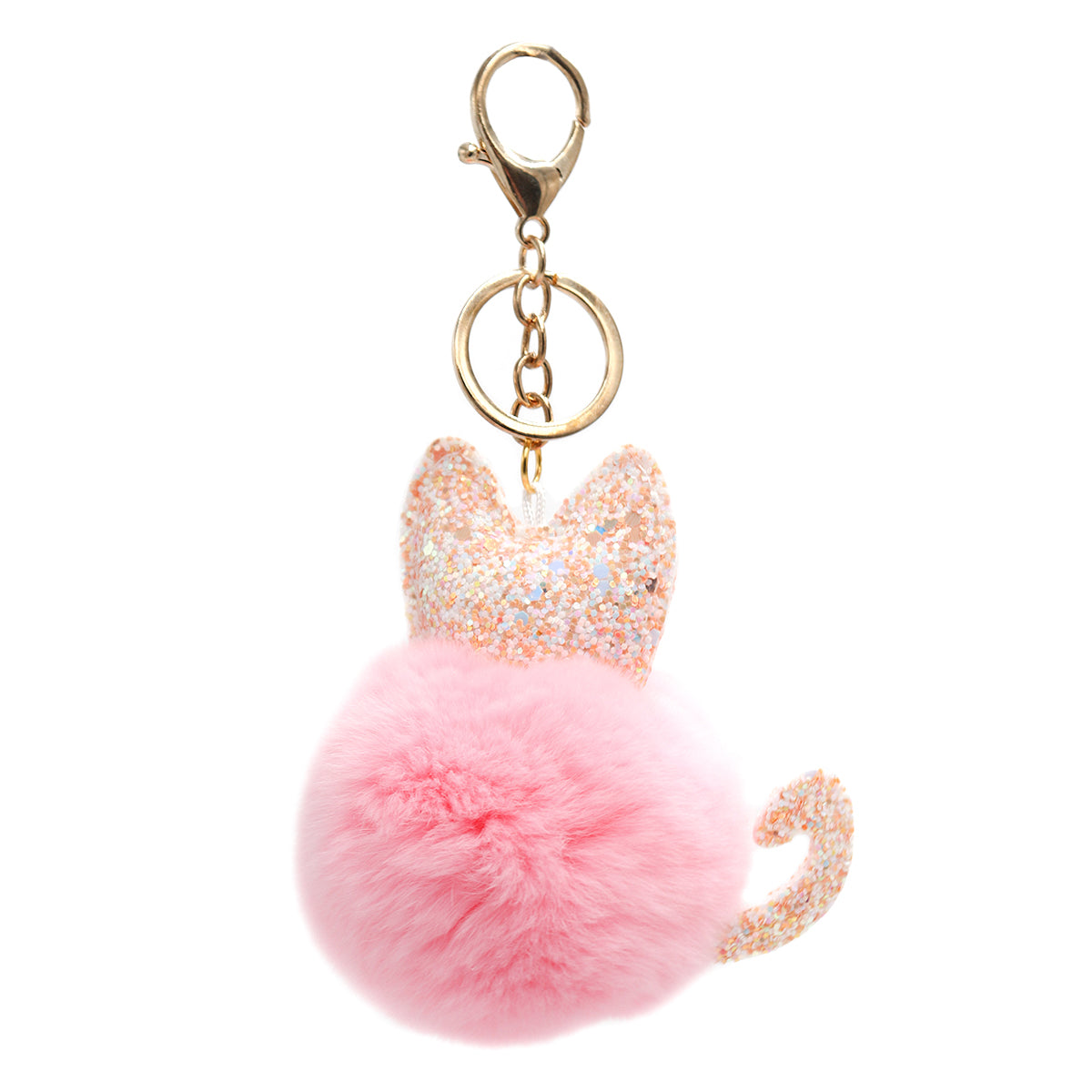 Rex Rabbit Fur Sparkly Cat Keychain