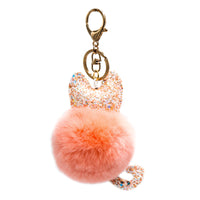 Rex Rabbit Fur Sparkly Cat Keychain