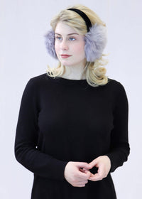 Faux Fox Earmuff with Velvet Band Grey