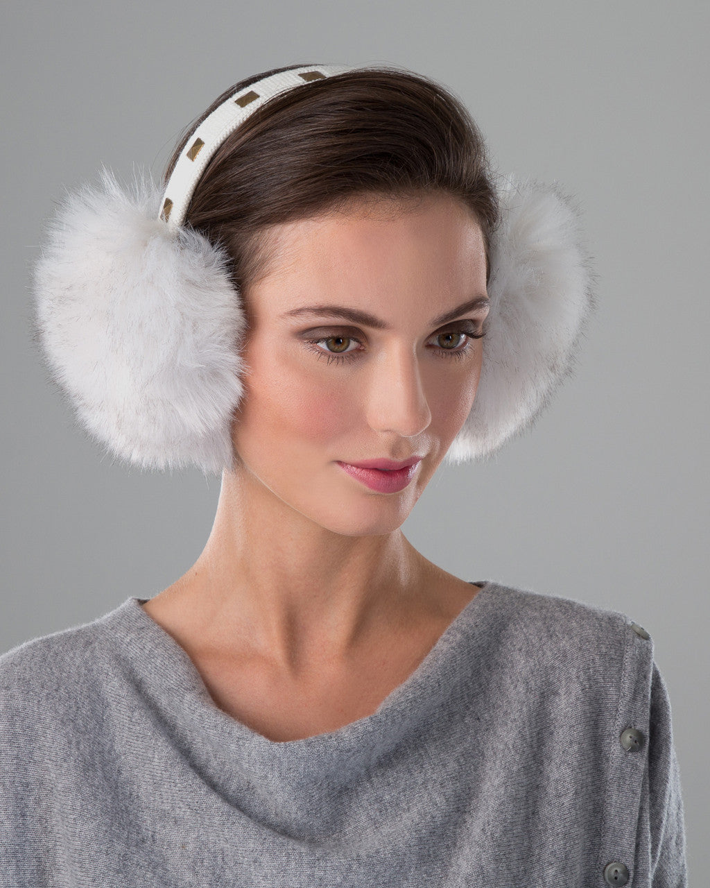 Faux Fox Fur Earmuffs with Studded Band