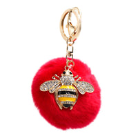 Rex Rabbit Fur Bumblebee Keychain