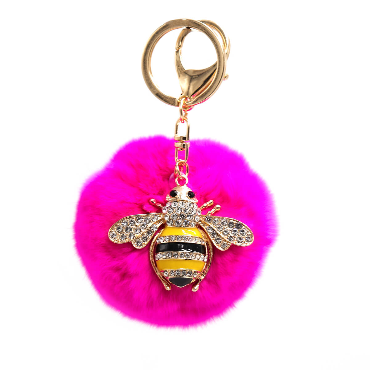 Rex Rabbit Fur Bumblebee Keychain