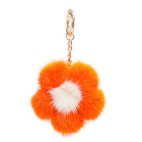 Large Mink Fur Flower Keychain