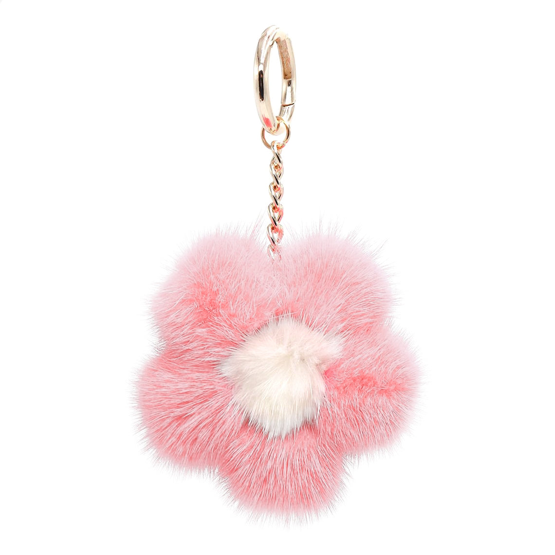 Large Mink Fur Flower Keychain