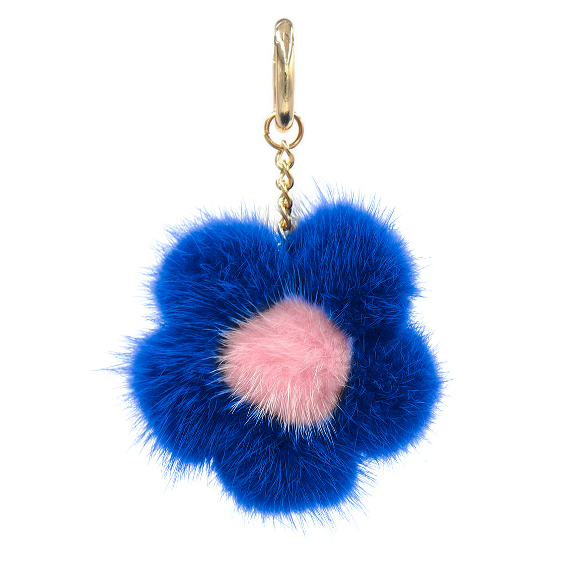 Small Mink Fur Flower Keychain