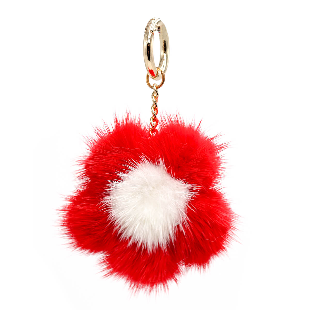 Small Mink Fur Flower Keychain