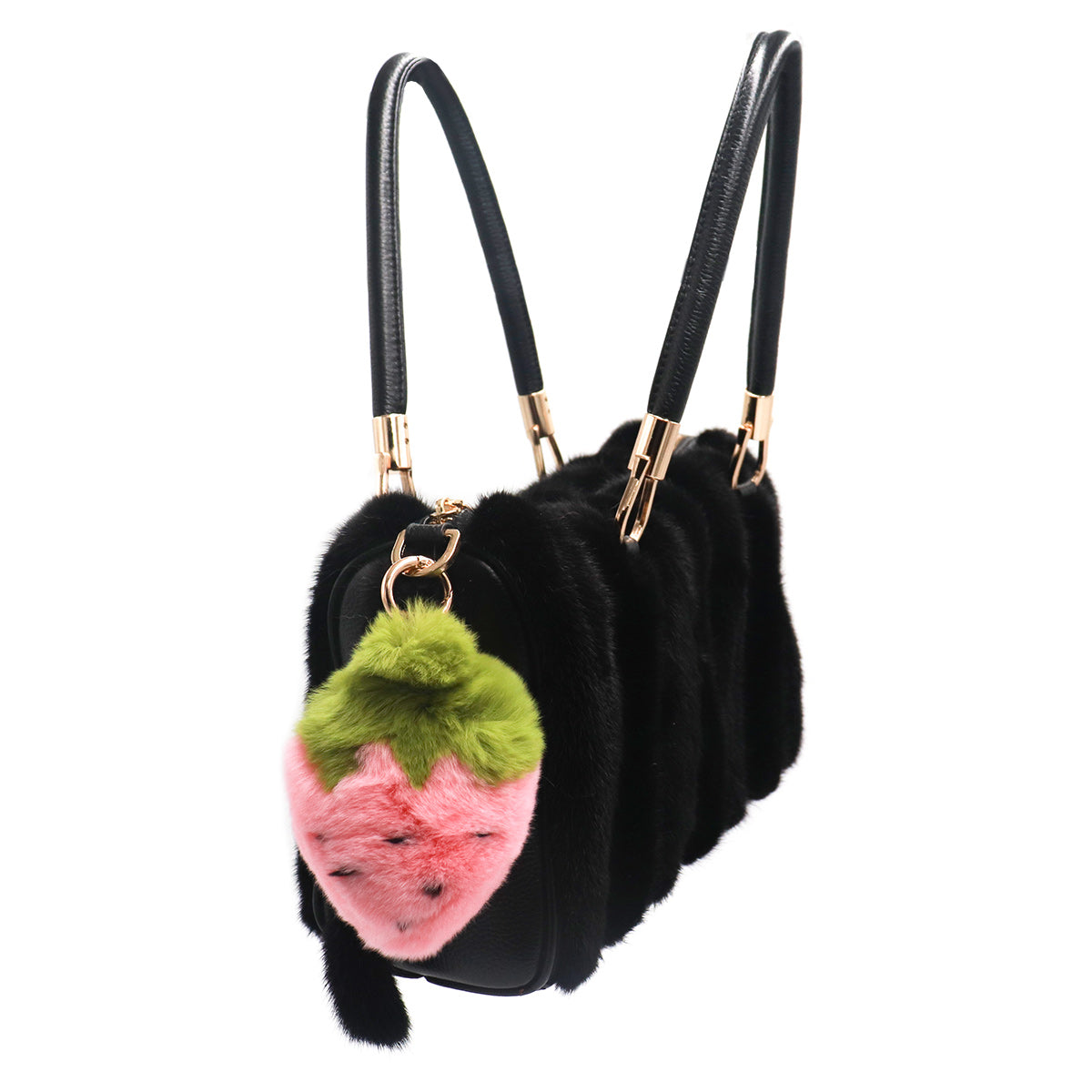 Rex Rabbit Fur Strawberry Keychain