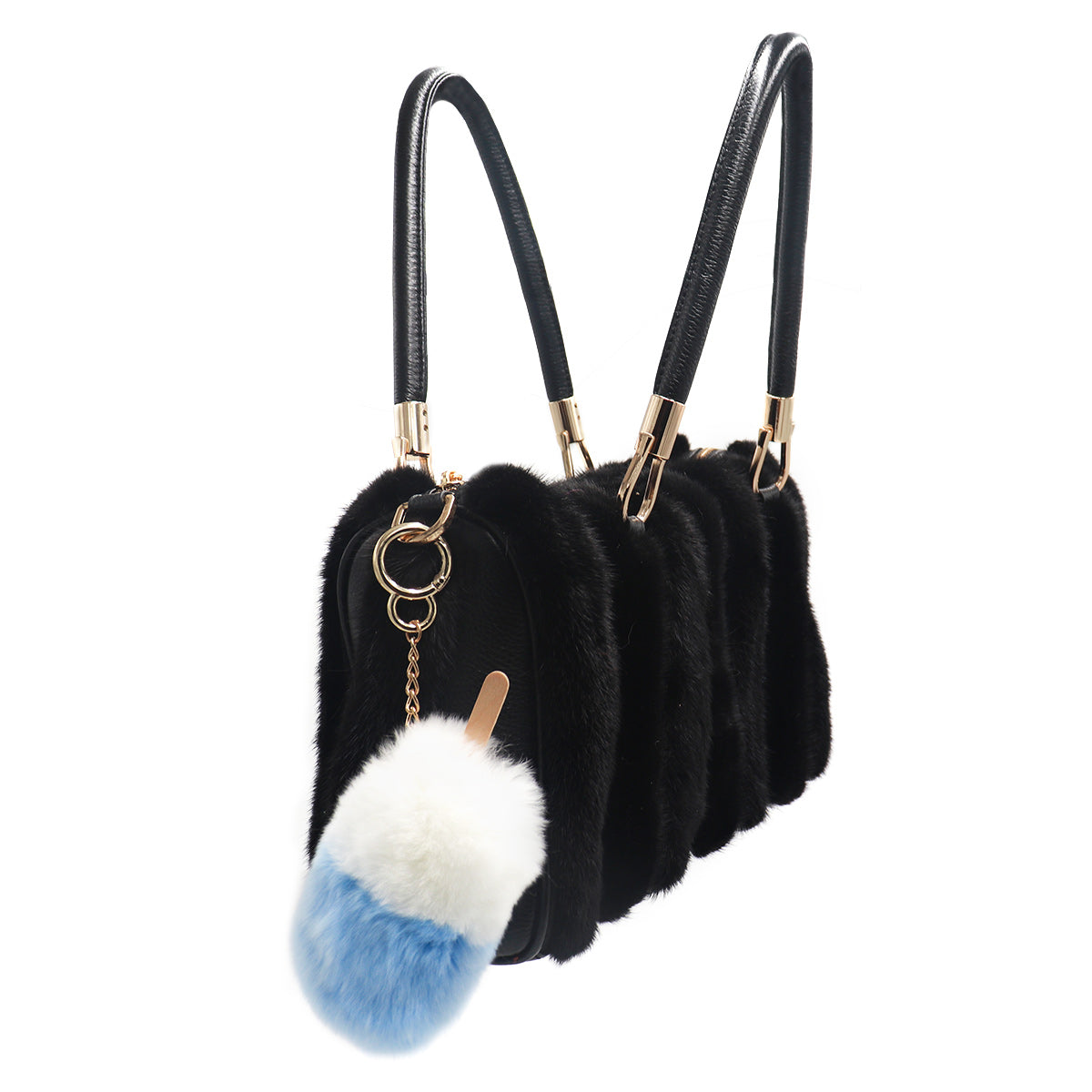 Rex Rabbit Fur Ice Cream Keychain