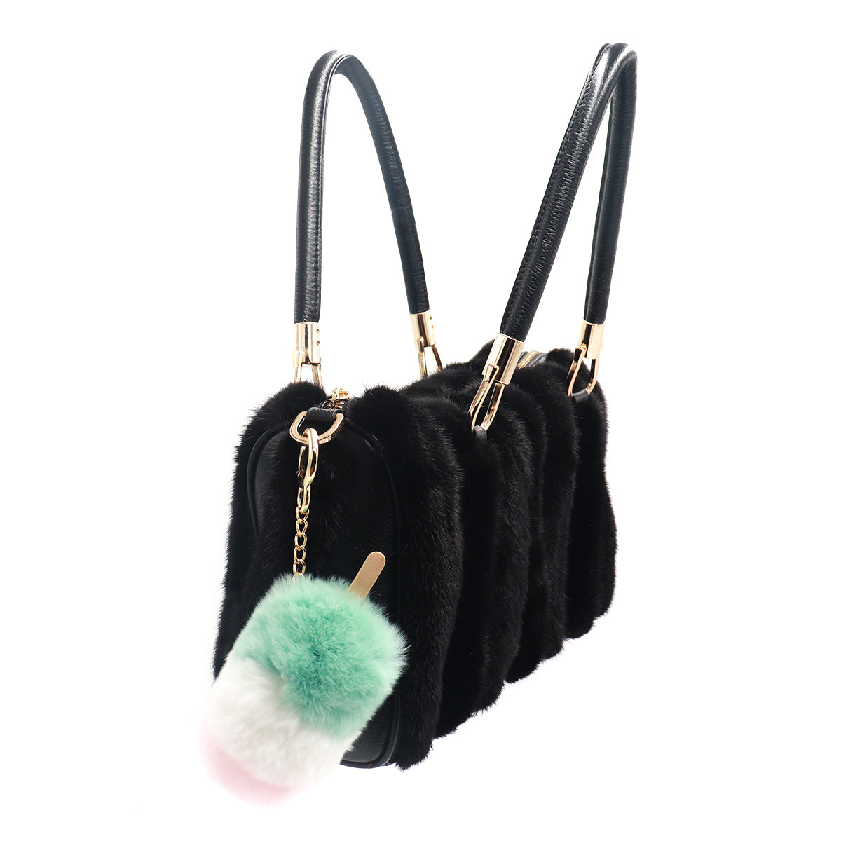 Rex Rabbit Fur Ice Cream Keychain