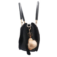 Shearling Slipper With Mink Fur Pom Keychain