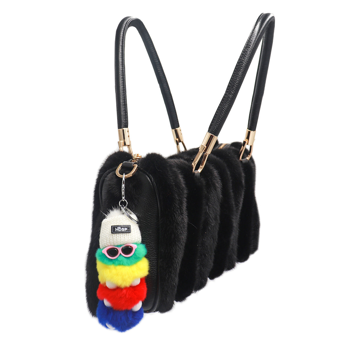 Rex Rabbit Fur Caterpillar Keychain