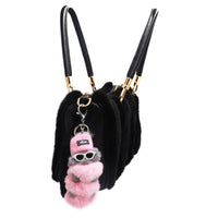 Rex Rabbit Fur Caterpillar Keychain