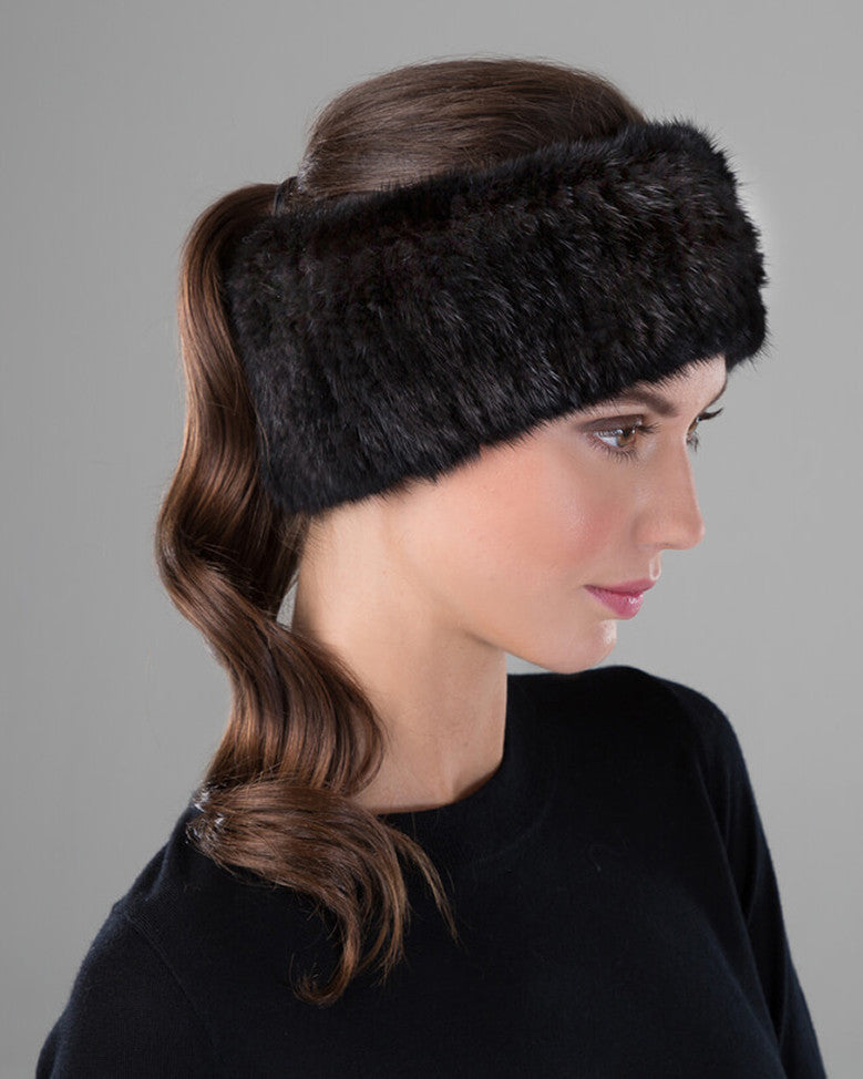 Mink Knit Headband in Black