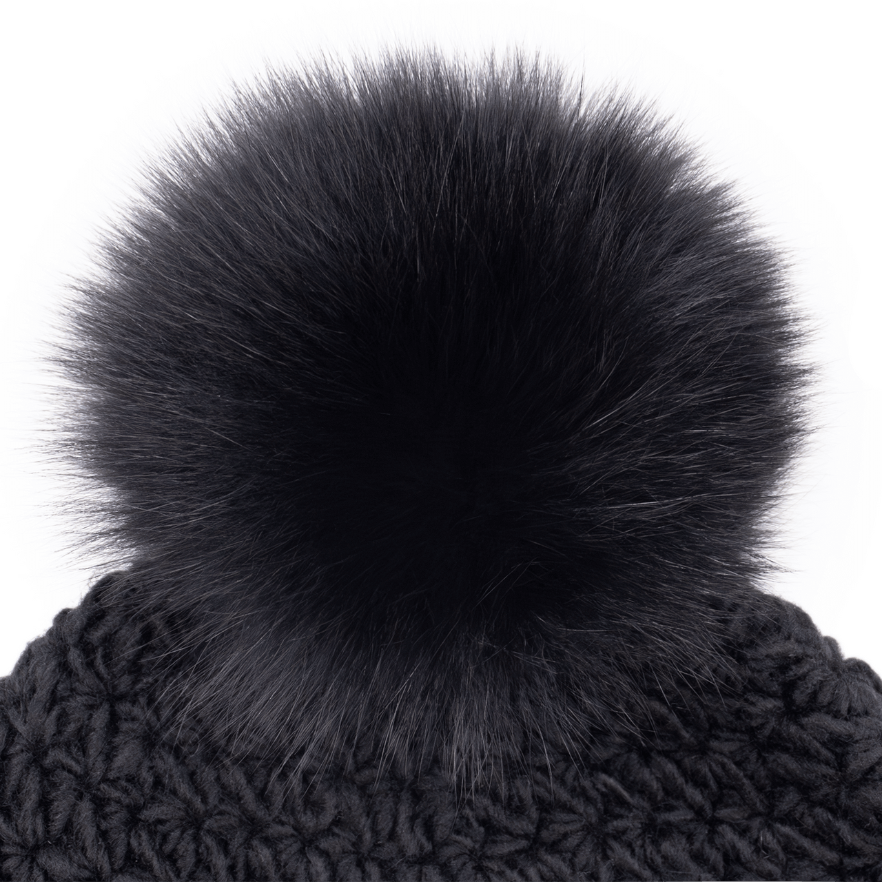 Handmade Star Knit Hat with Fox Pom