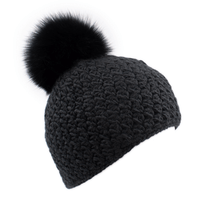 Handmade Star Knit Hat with Fox Pom