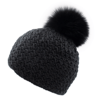Handmade Star Knit Hat with Fox Pom