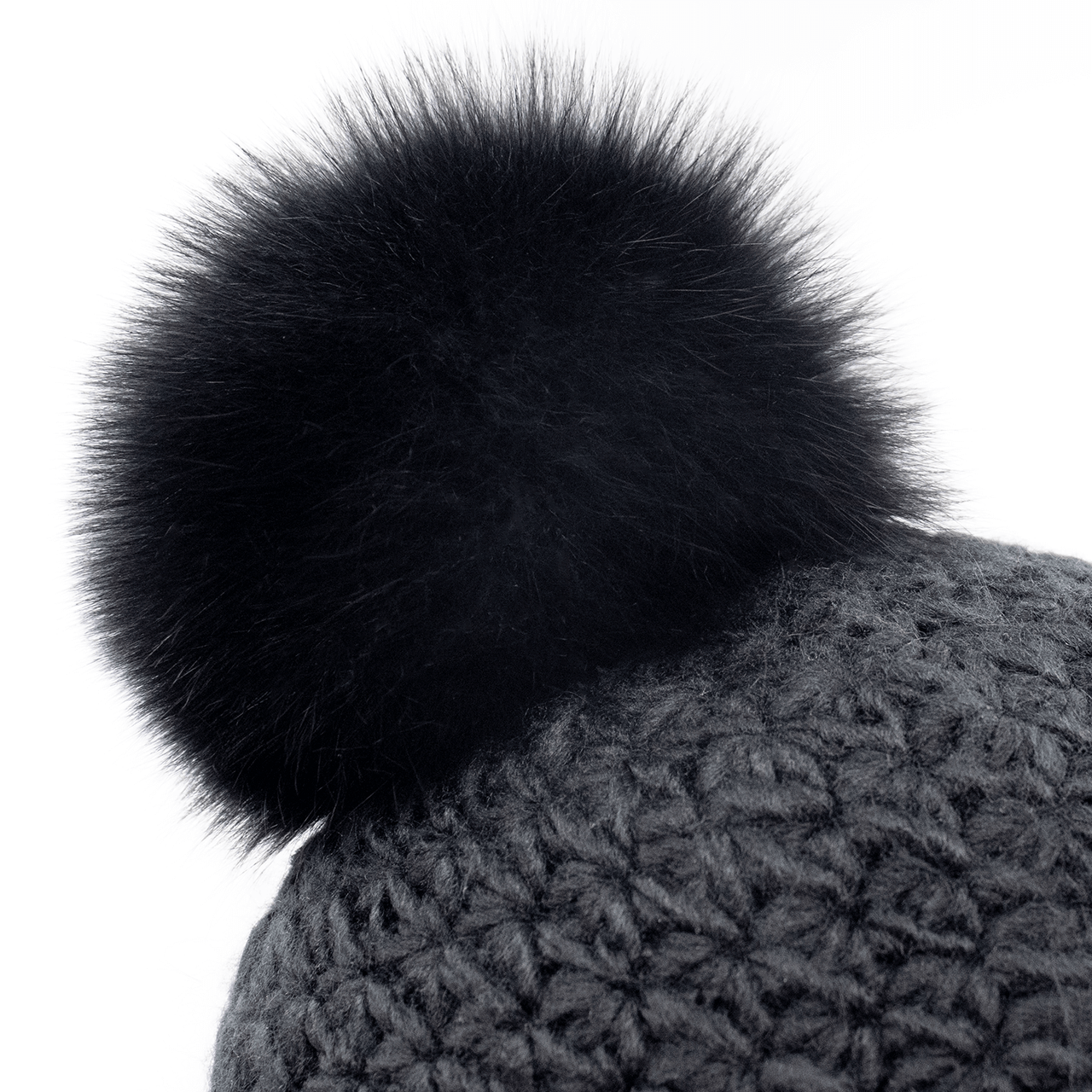 Handmade Star Knit Hat with Fox Pom