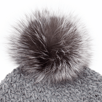 Handmade Star Knit Hat with Fox Pom
