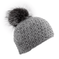 Handmade Star Knit Hat with Fox Pom