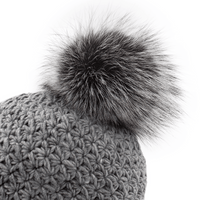 Handmade Star Knit Hat with Fox Pom