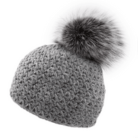 Handmade Star Knit Hat with Fox Pom