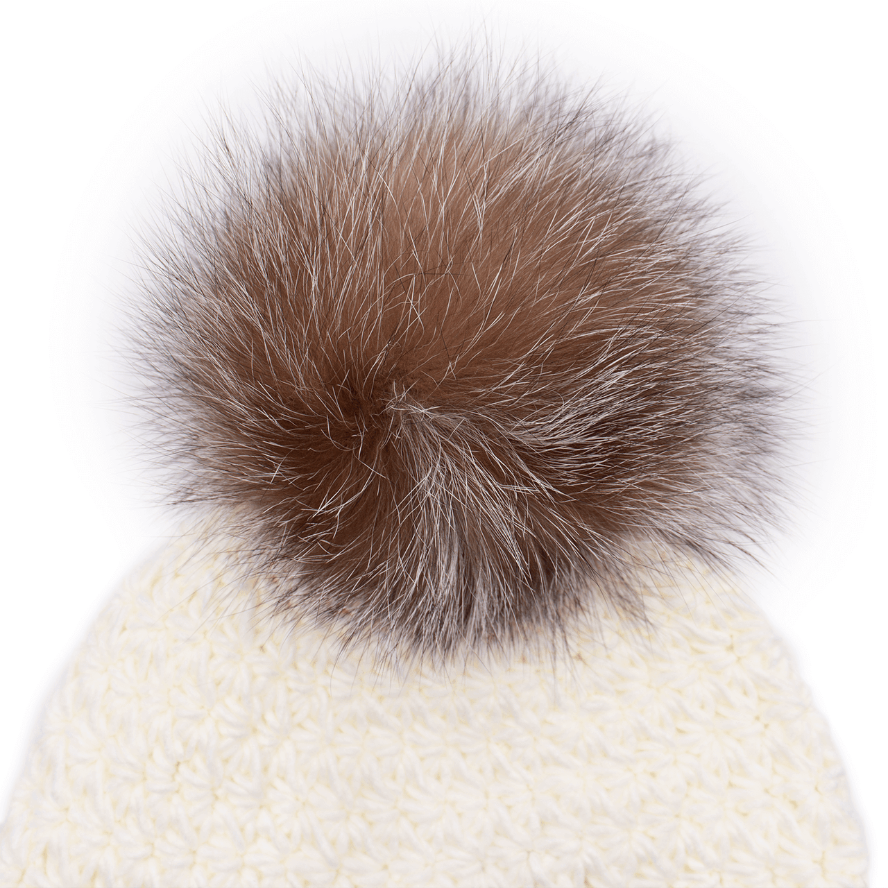 Handmade Star Knit Hat with Fox Pom
