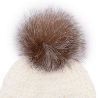 Handmade Star Knit Hat with Fox Pom