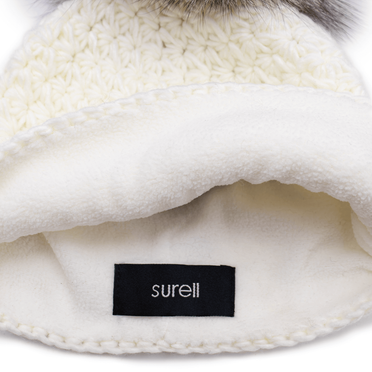 Handmade Star Knit Hat with Fox Pom