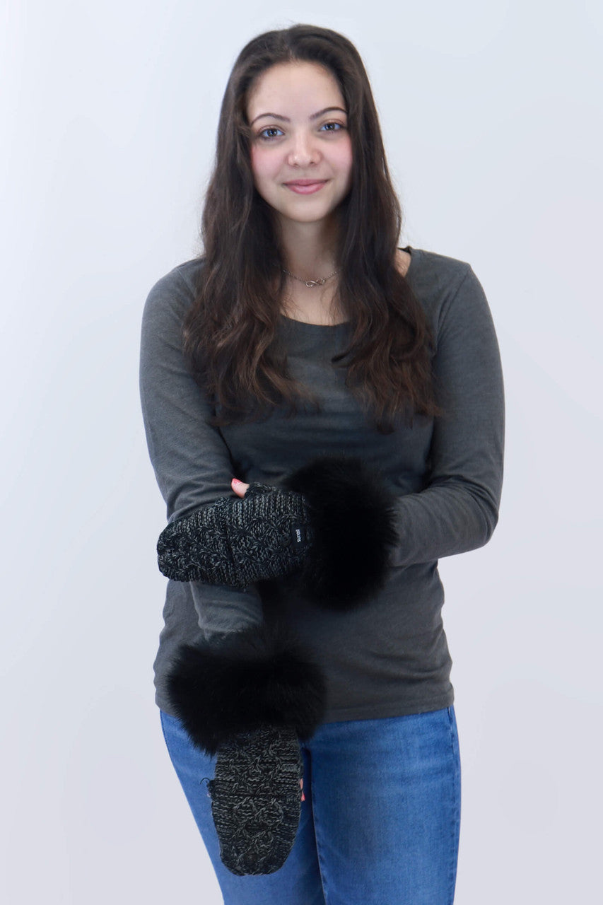 Flip Top Mitten with Faux Fox Fur Cuff 