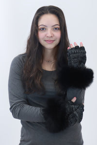 Flip Top Mitten with Faux Fox Fur Cuff 