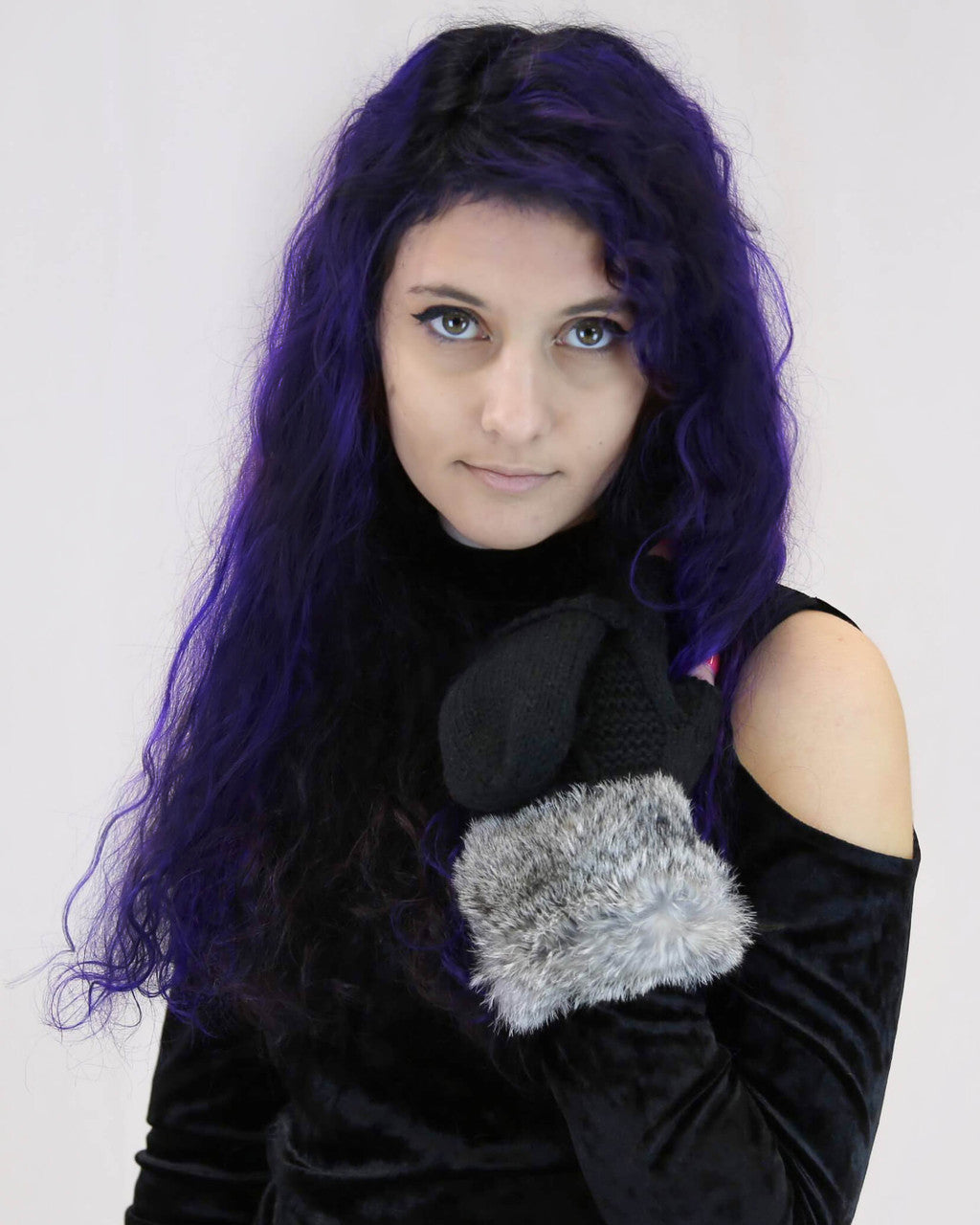  Flip Top Mittens with Rabbit Fur Cuff