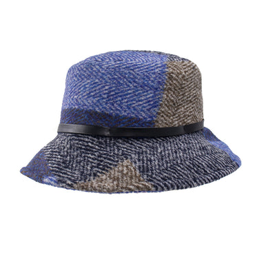 Wool Bucket Hat Blue Plaid